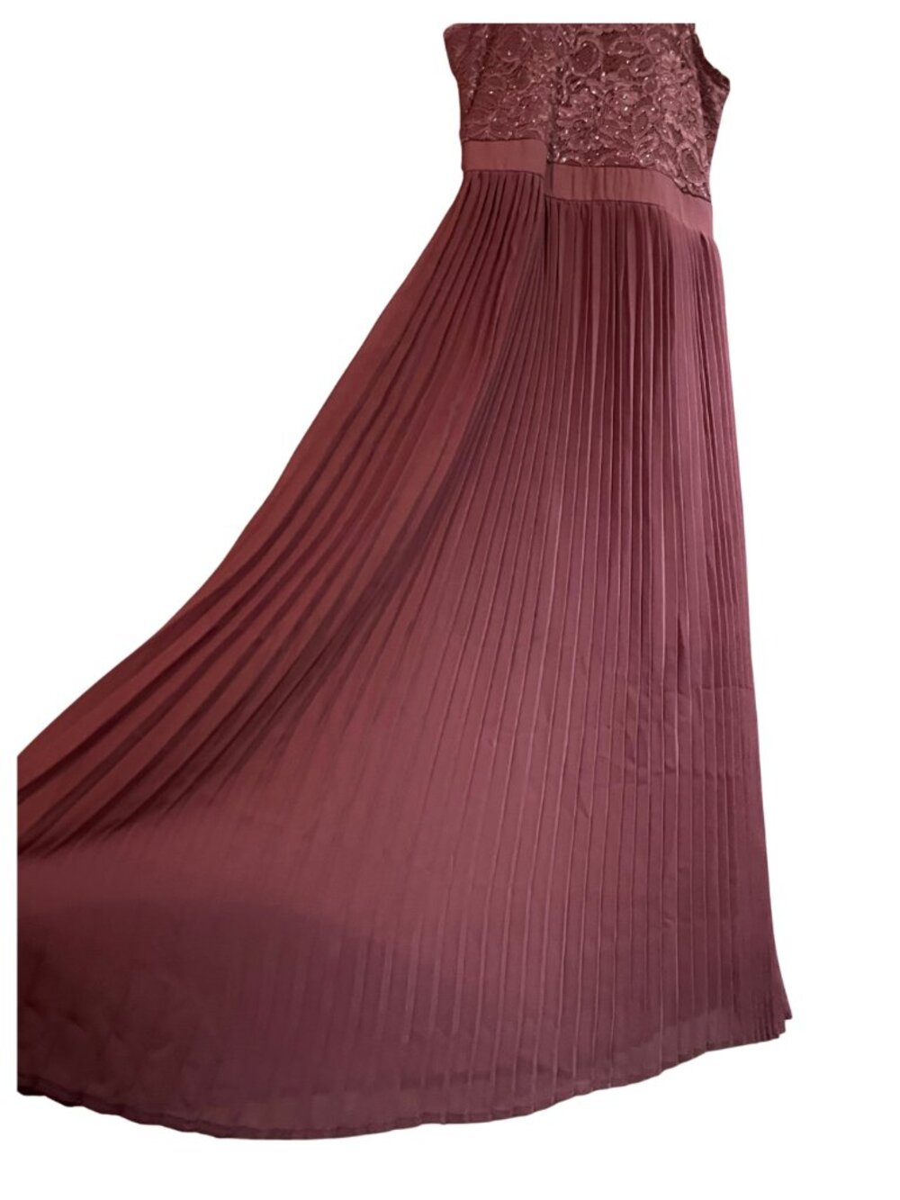 Sequin Hearts Girls Dusty Mauve Lace Pleated Maxi Formal Dress Size 12